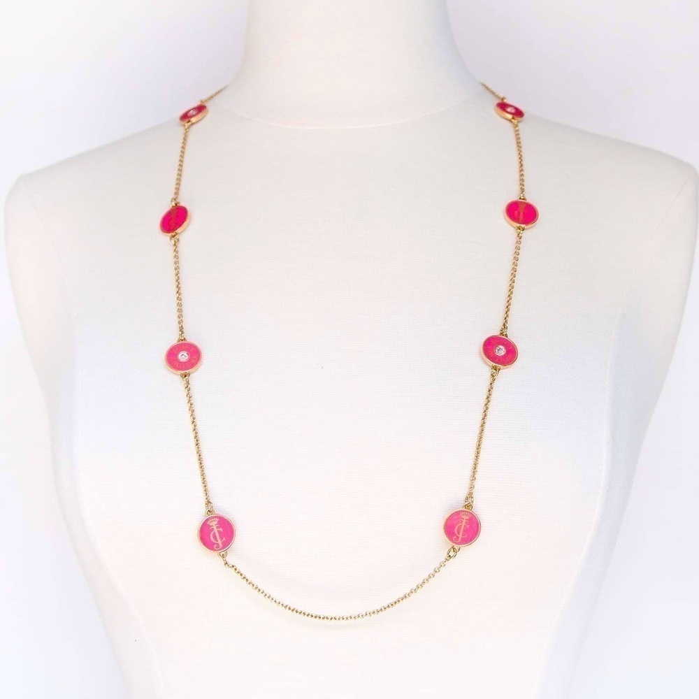 Juicy Couture Pink Long Disc Necklace NWT
